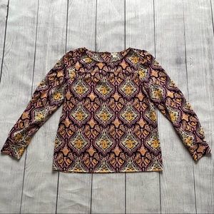 J Crew Navy & Pink Blouse Size Small